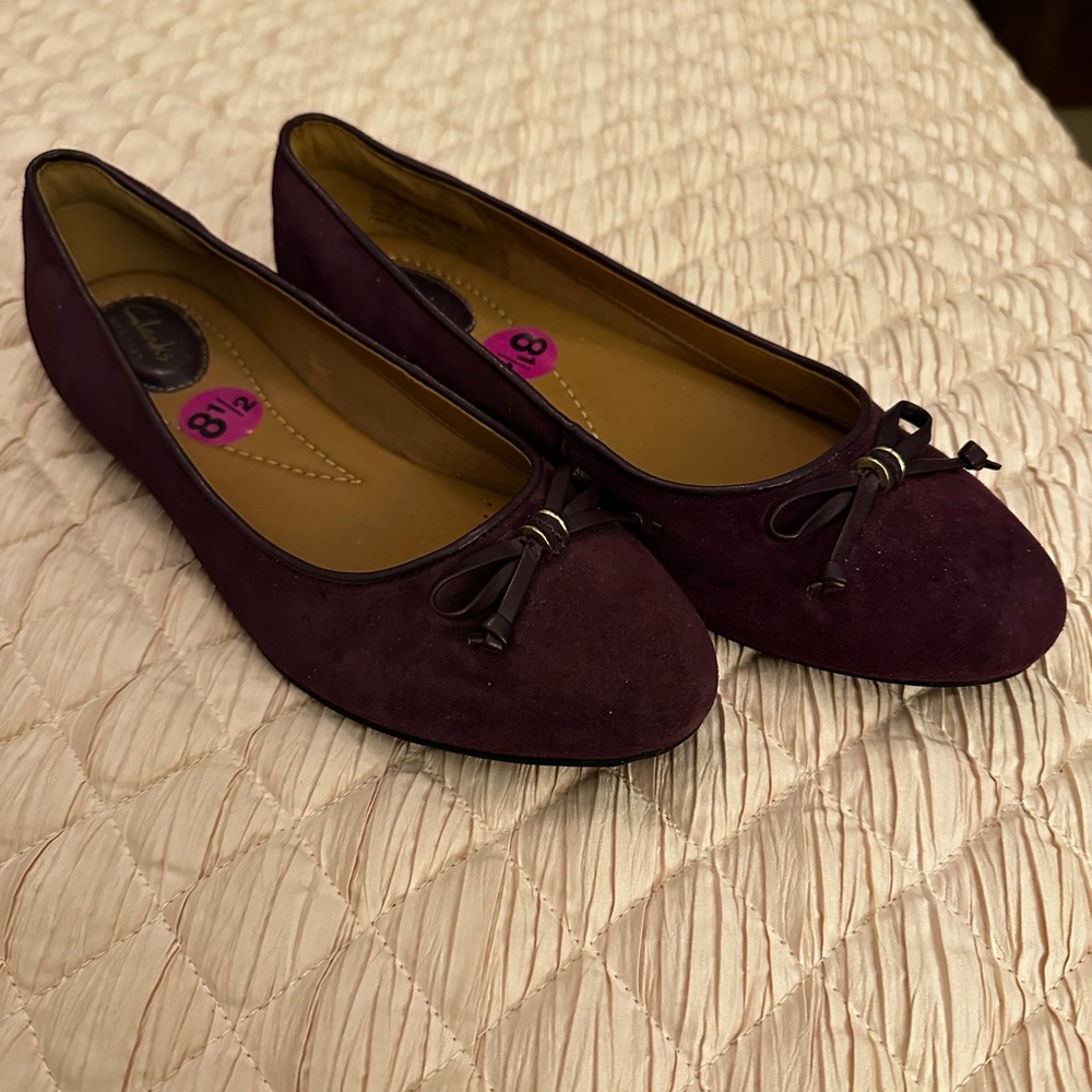 Clark’s “Charlie” Purple Suede Flats